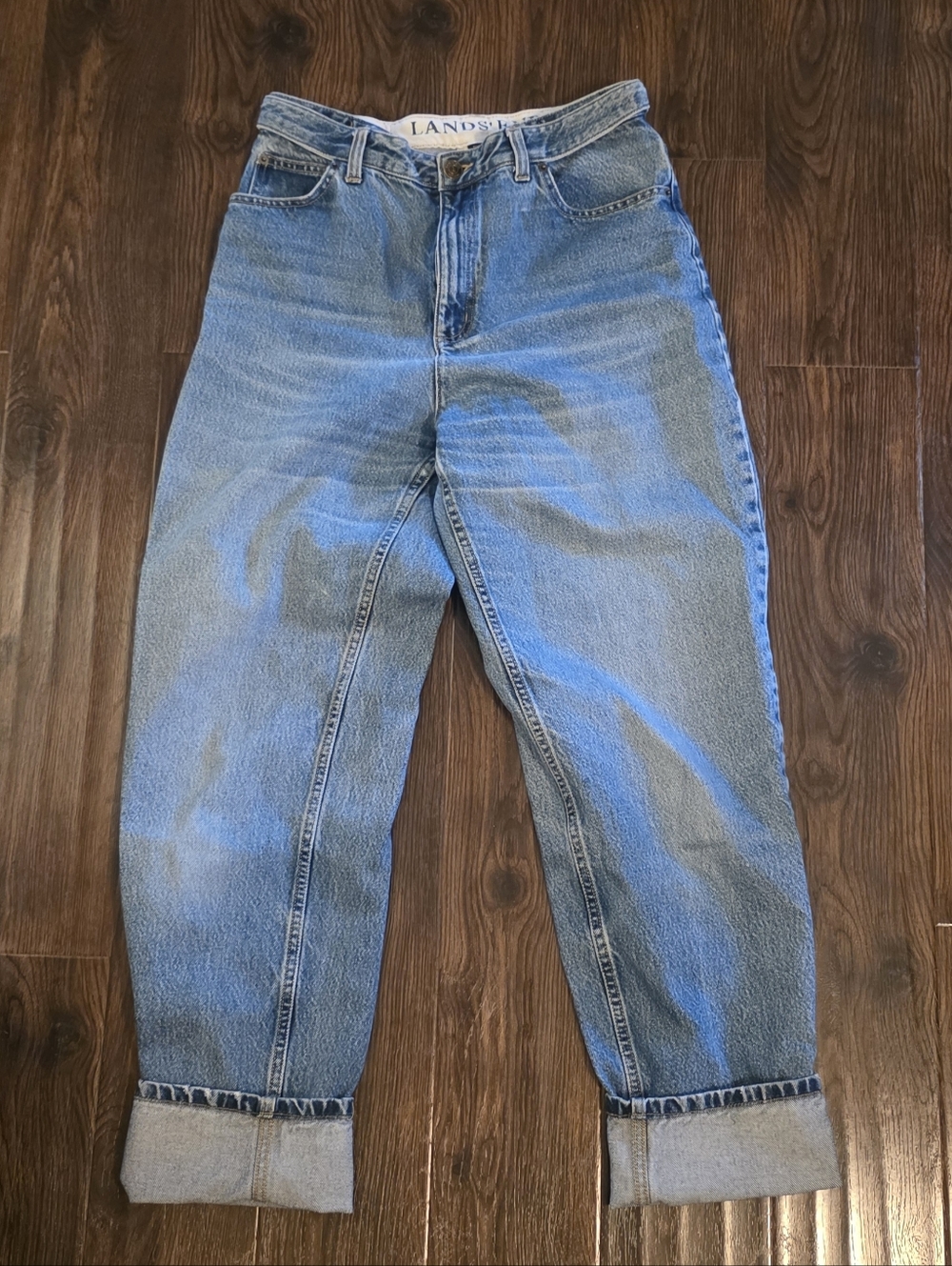 Lands' End Classic Light Wash Mom Jeans